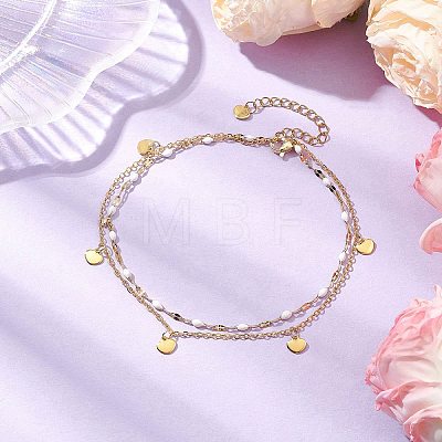 304 Stainless Steel Double Layer Chain Anklets AJEW-AN00632-1