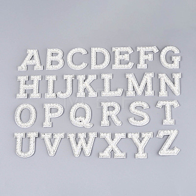 26Pcs ABS Plastic Imitation Pearl & Rhinestone & Cloth Letter Cabochons PATC-T001-01A-1