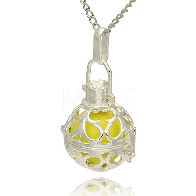 Silver Color Plated Brass Hollow Round Cage Pendants KK-J235-10S-1