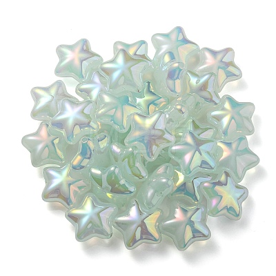 UV Plating Rainbow Iridescent Imitation Jelly Acrylic Beads OACR-C007-07A-1