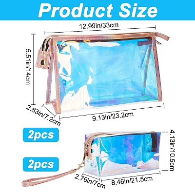 4Pcs 2 Style Laser Portable TPU Transparent Waterpoof Makeup Storage Bag MRMJ-CP0001-17-1