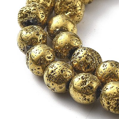 Electroplated Natural Lava Rock Beads Strands G-A251-B01-01D-1