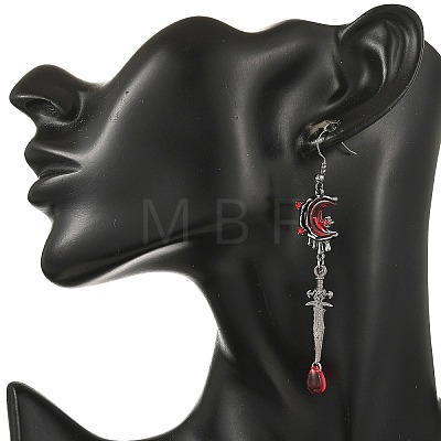 Alloy Rhinestone & Glass Teardrop Dangle Earrings EJEW-JE07513-1