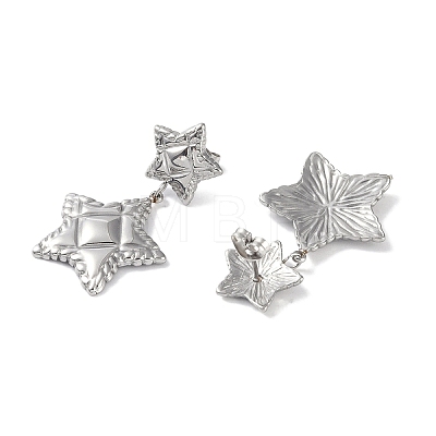 Texture Star 304 Stainless Steel Dangle Earrings EJEW-L283-018P-1