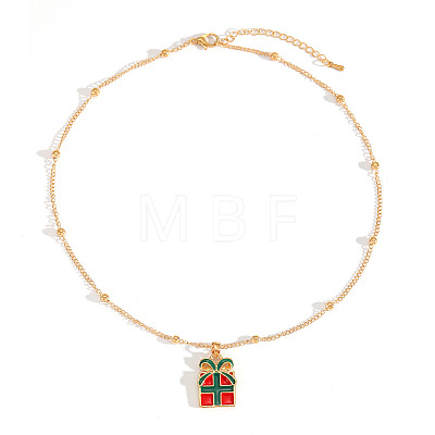 Christmas Zinc Alloy Enamel Pendant Necklaces FS-WG170EE-07-1