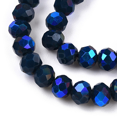 Electroplate Opaque Solid Color Glass Beads Strands EGLA-A044-P1mm-L16-1