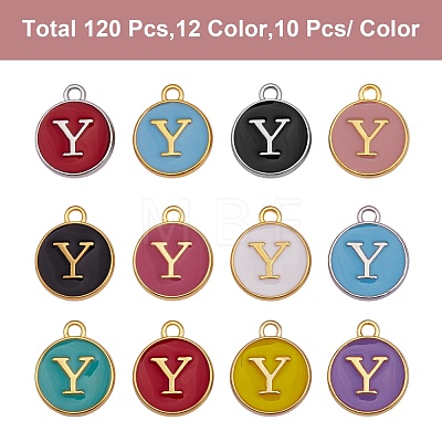 120Pcs 12 Colors Golden Plated Alloy Charms ENAM-SZ0001-64Y-1