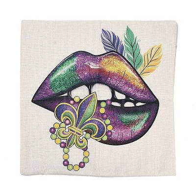 Mardi Gras Carnival Theme Linen Pillow Covers AJEW-H146-02A-1