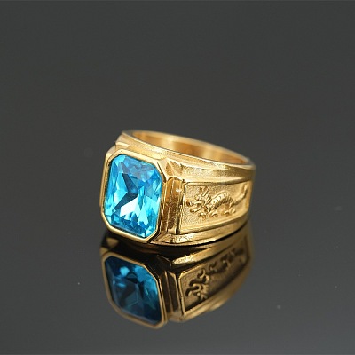 304 Stainless Steel with Cubic Zirconia Dragon Pattern Finger Rings for Men FS-WGD623F-36-1