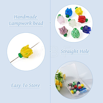16Pcs 8 Colors Handmade Lampwork Beads LAMP-TA0001-33-1