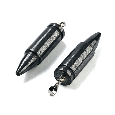 Natural Black Stone Pointed Pendants G-A231-03D-1