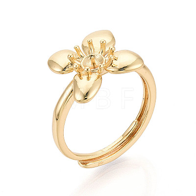 Flower Brass Adjustable Rings Setting KK-T079-20G-1