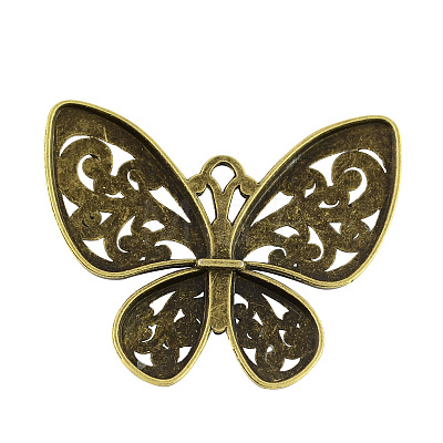 Tibetan Style Alloy Filigree Butterfly Pendants TIBEP-S282-AB-FF-1