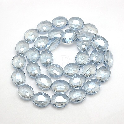 Faceted Electroplate Crystal Glass Oval Beads Strands EGLA-F059B-13-1