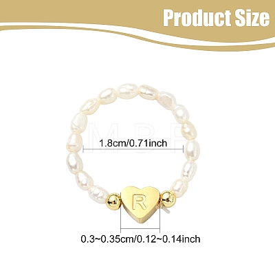 Natural Freshwater Pearl & 304 Stainless Steel Bead Finger Rings RJEW-FS00001-18-1