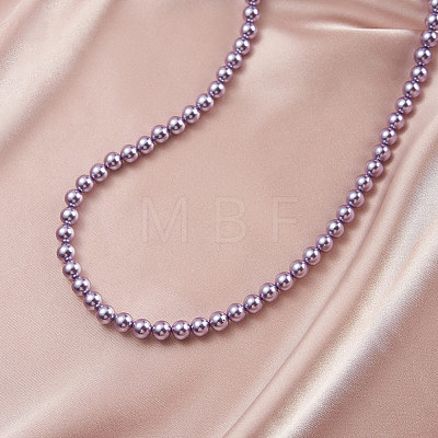 6mm Round Shell Pearl Beaded Necklaces NJEW-L125-009P-02-1