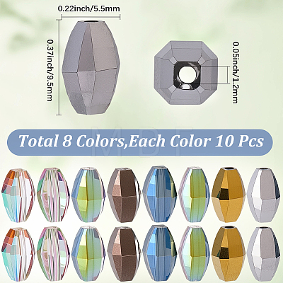 80Pcs 8 Colors Electroplate Transparent Glass Beads EGLA-SC0001-71-1