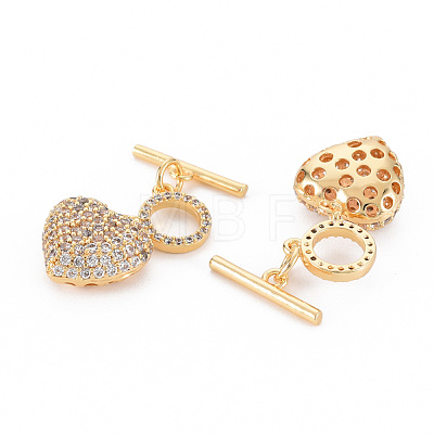 Brass Micro Pave Clear Cubic Zirconia Toggle Clasps KK-S354-295B-01-NF-1