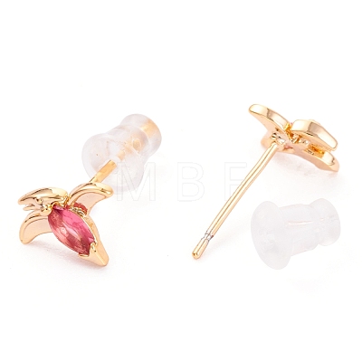 Cute Light Gold Plated Brass Stud Earrings EJEW-H106-02F-1