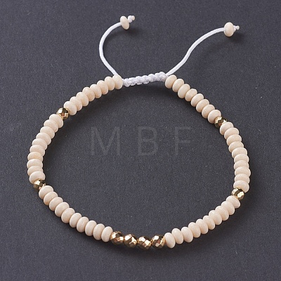 Natural Fossil Braided Bead Bracelets BJEW-O175-C12-1