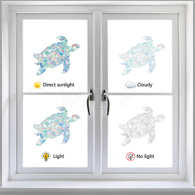 16Pcs Waterproof PVC Colored Laser Stained Window Film Static Stickers DIY-WH0314-095-1