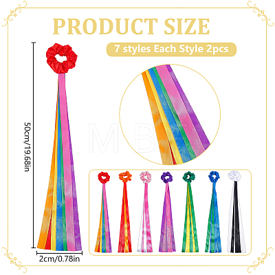 14Pcs 7 Colors Polyester Wrist Sash AJEW-WR0003-83-1