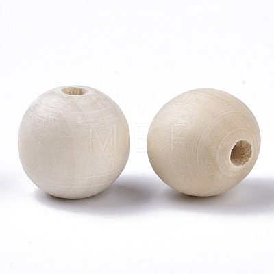 Natural Unfinished Wood Beads WOOD-S651-A18mm-LF-1