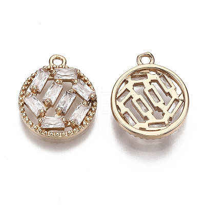 Brass Micro Pave Cubic Zirconia Pendants KK-R111-072-1