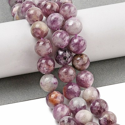 Natural Lepidolite/Purple Mica Stone Beads Strands G-G160-A01-01-1