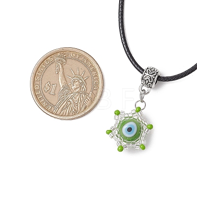 Evil Eye Handmade Lampwork & Glass Sead Beaded Pendant Necklaces NJEW-MZ00092-03-1