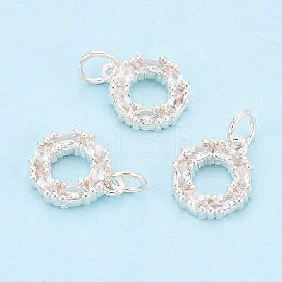 Sparkling 925 Sterling Silver Micro Pave Cubic Zirconia Circle Charms STER-T009-19S-1