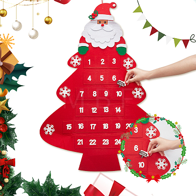 Christmas Tree Felt Fabric Pendant Decorations with Advent Calendar DIY-WH0032-26-1