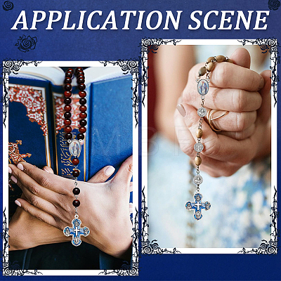 10Pcs Religion Alloy Enamel Blue Oval with Virgin Chandelier Component Links FIND-SC0024-36-1