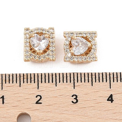 Rack Plating Brass Micro Pave Cubic Zirconia Beads KK-F879-07G-1