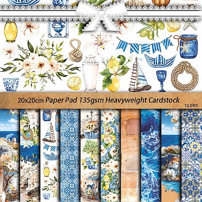 10Pcs 10 Styles Scrapbook Paper Pad PW-WGC8A7E-01-1