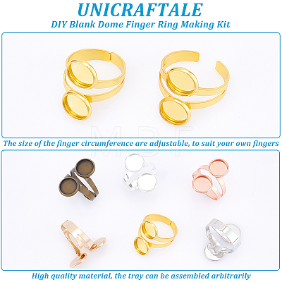 Unicraftale DIY Blank Dome Finger Ring Making Kit DIY-UN0004-12B-1