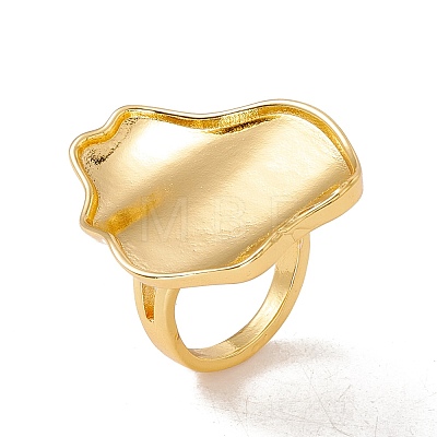 Flower Brass Open Cuff Finger Ring Enamel Settings KK-G428-04G-1