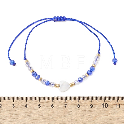 Adjustable Glass &  Natural Trochid Shell Beads Braided Bead Bracelets BJEW-MZ00322-1