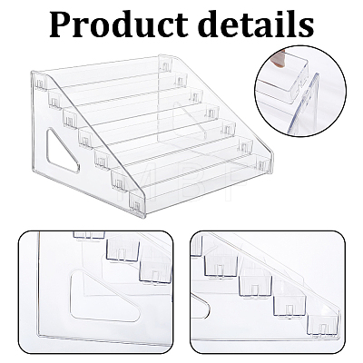 7-layer Rectangle Plastic Badge Organizer Display Risers LS-ODIS-WH0079-097-1