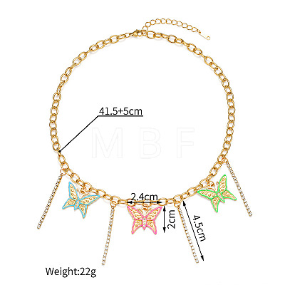 304 Stainless Steel Crystal Rhinestone Enamel Bib Necklaces WGF7F64-01-1