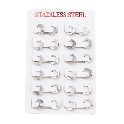202 Stainless Steel Huggie Hoop Earrings X-EJEW-O087-09A-P-1