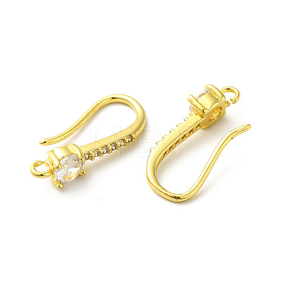 Brass Micro Pave Clear Cubic Zirconia Earring Hooks ZIRC-R112-01G-1