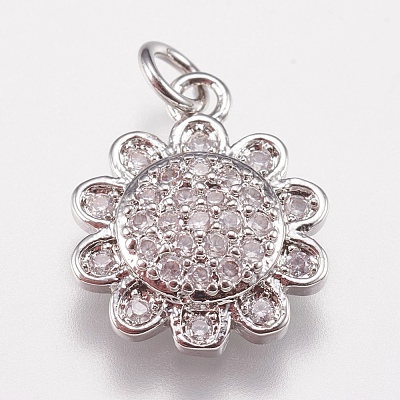 Brass Micro Pave Cubic Zirconia Charms ZIRC-E147-34P-1