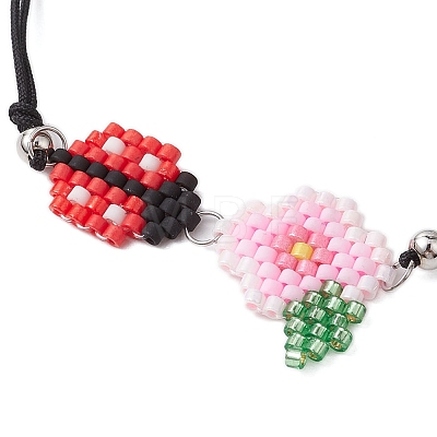 Handmade Flower Ladybird Glass Seed Braided Bead Bracelet BJEW--MZ00105-01-1