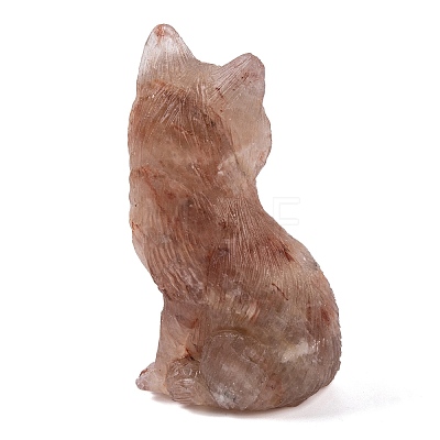Natural Strawberry Quartz Carved Fox Figurines Statues for Home Office Desktop Feng Shui Ornament G-Q172-14F-1