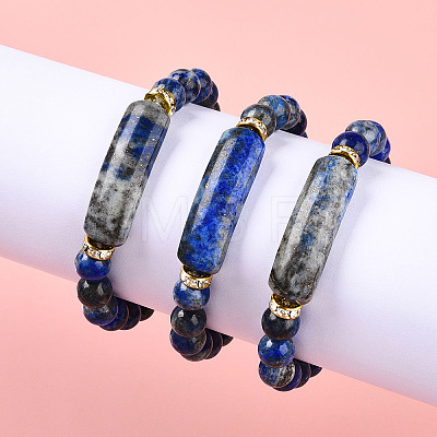 Natural Lapis Lazuli Beads Stretch Bracelets BJEW-T022-04H-1