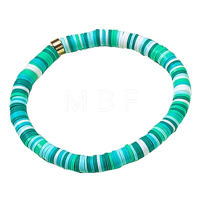 Polymer Clay Heishi Surfer Stretch Bracelet with 304 Stainless Steel Beaded BJEW-SW00107-01-1