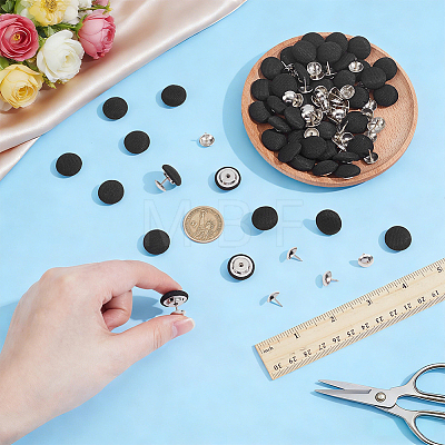 48Sets Flat Round Polyester Covered Aluminum Buttons DIY-NB0016-27-1
