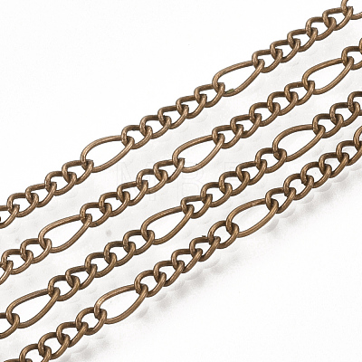 Brass Coated Iron Figaro Chain Necklace Making MAK-T006-03R-1