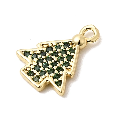 Christmas Brass Micro Pave Cubic Zirconia Charms KK-L258-04G-C01-1